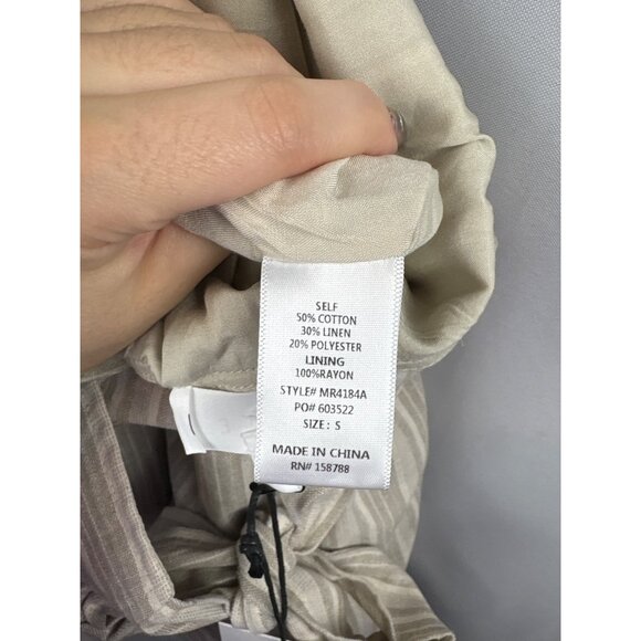 Women’s Mable Small Cream & Tan Halter Romper with Pockets & Back Tie - Picture 6 of 6